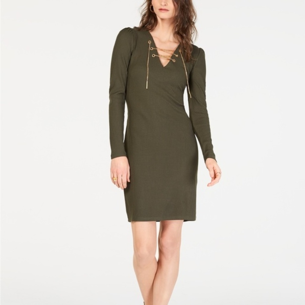 MICHAEL Kors Ribbed Lace-Up Sweater Dress